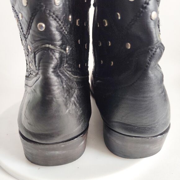 Miz Mooz Western Ankle Boots Size 9 Pull On Booties Block Heel Studded Cozumel - Picture 5 of 12